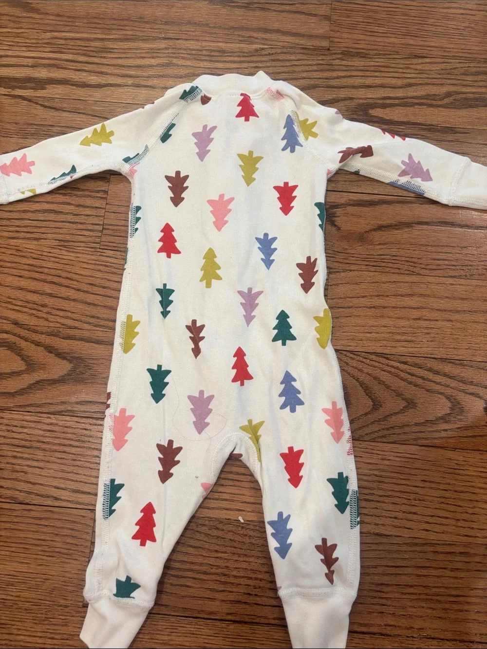 Hanna Andersson Cream Footie with Multicolor Tree Print